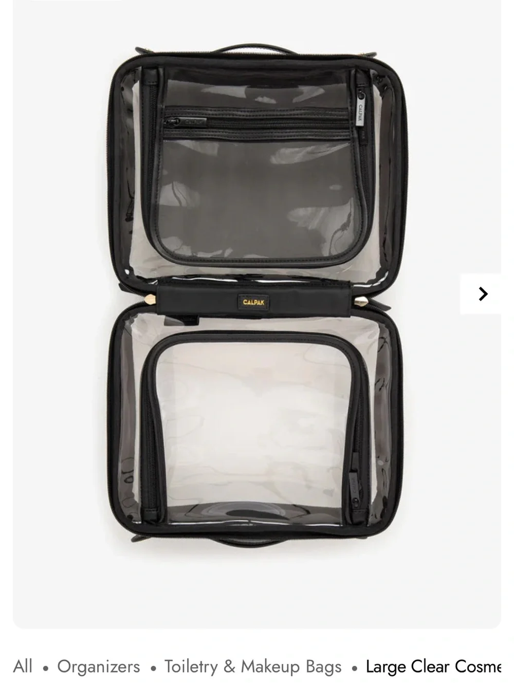 Calpak Large Clear Cosmetic Case with Black Trim - BRAND NEW
